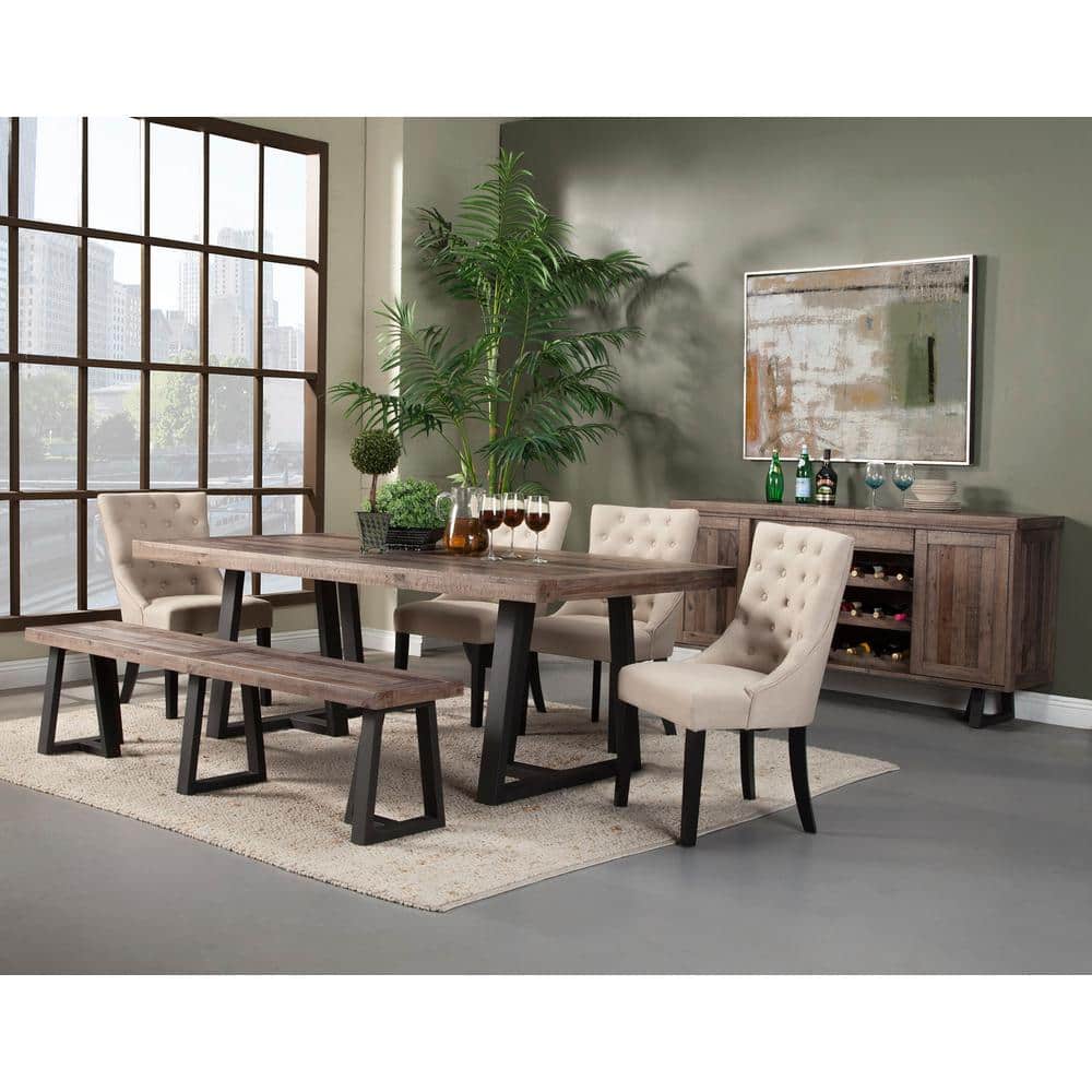 Prairie 84" Reclaimed Wood Rectangular Dining Table in Natural and Black