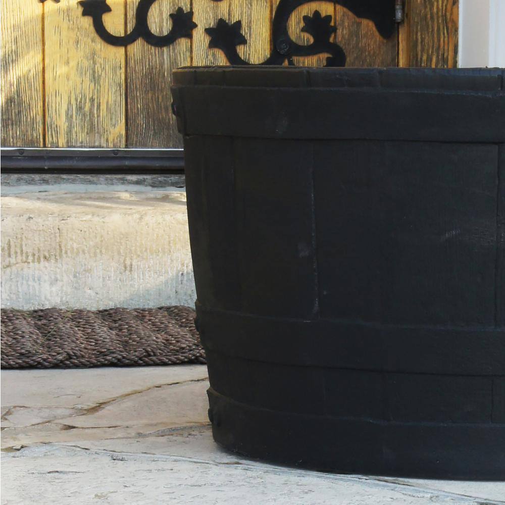 Black Polyethylene Whiskey Barrel Planter for Indoor/Outdoor Use