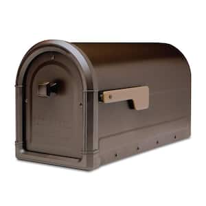 Roxbury Rubbed Bronze, Large, Steel, Post Mount Mailbox with Premium Cast Aluminum Knob and Champagne Flag