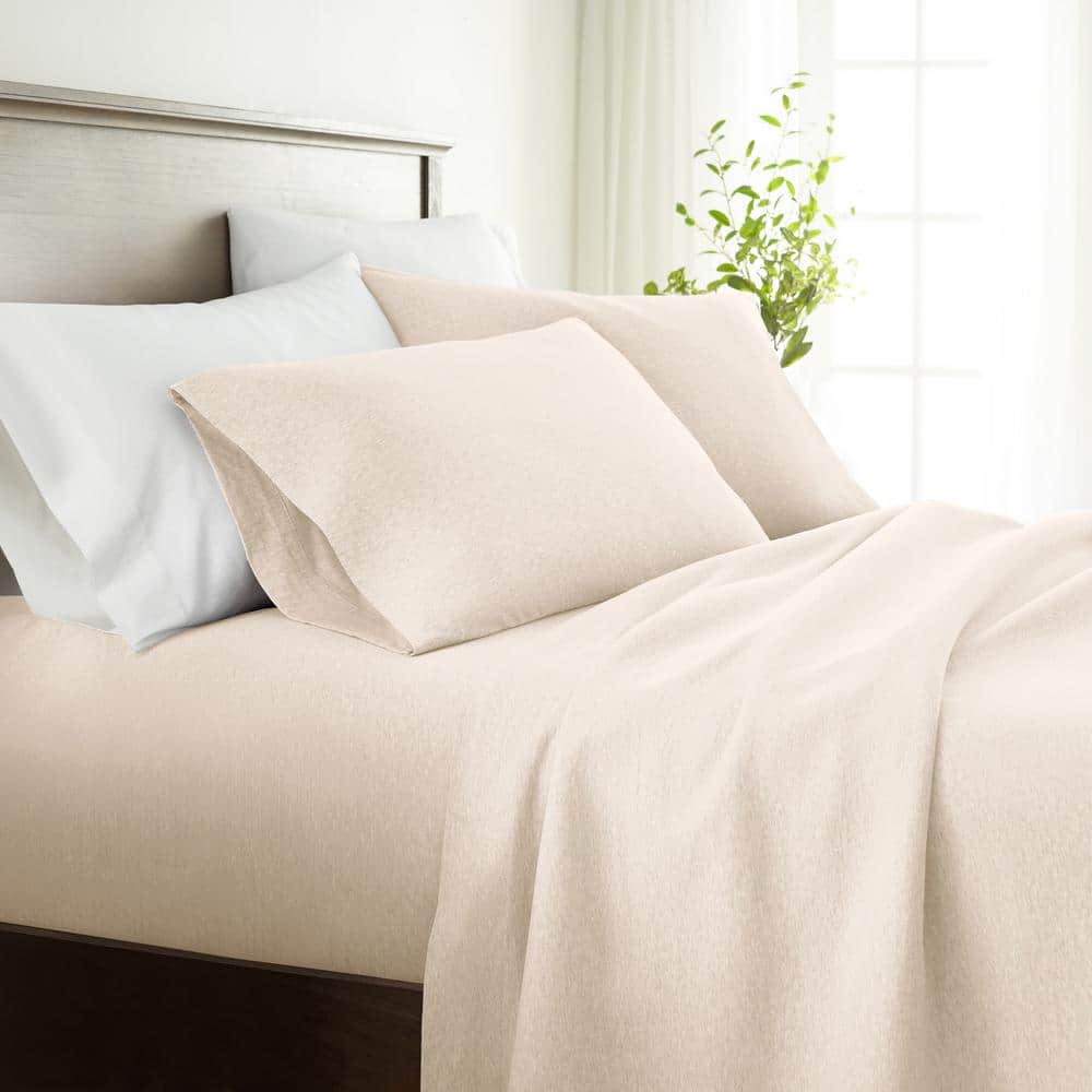 Oatmeal Twin Cotton Jersey Knit Sheet Set