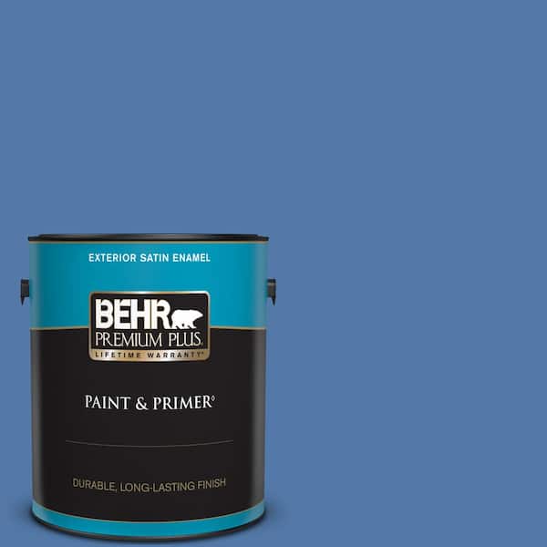 BEHR PREMIUM PLUS 1 gal. Home Decorators Collection #HDC-FL13-6 Baltic Blue Satin Enamel Exterior Paint & Primer