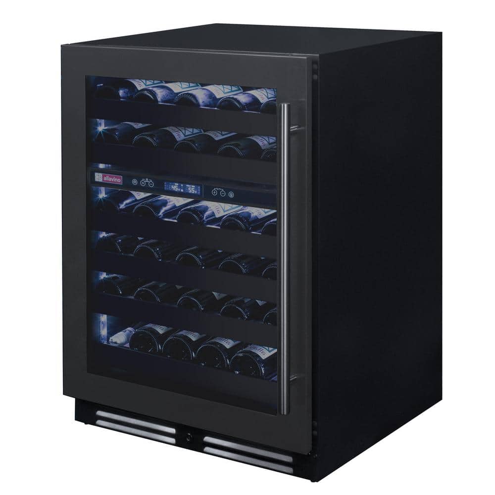 50 Bottle Dual Zone Black Stainless Steel Wine Refrigerator