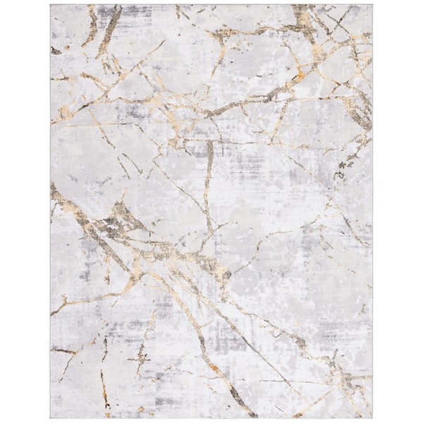 SAFAVIEH Amelia Gray/Gold 12 ft. x 18 ft. Abstract Distressed Area Rug