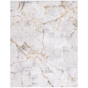 Amelia Gray/Gold 8 ft. x 10 ft. Abstract Distressed Area Rug