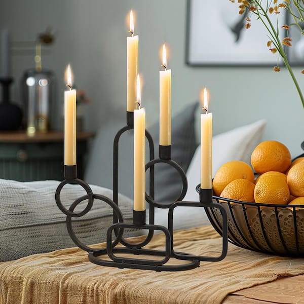 Black metal candle holders discount