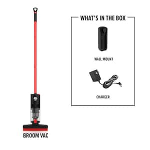 Broom Vac, Bagless, Cordless, Rinseable Filter, Lightweight Broom Vacuum Cleaner, Wall Mount and Charger Included