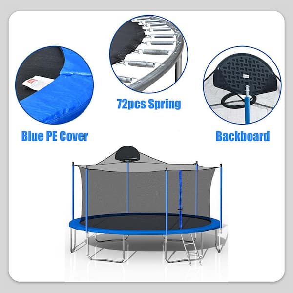 SUNRINX 14 ft. Blue Round Trampoline with Safety Enclosure SUNRINX 14 ft. Blue Round Trampoline with Safety Enclosure