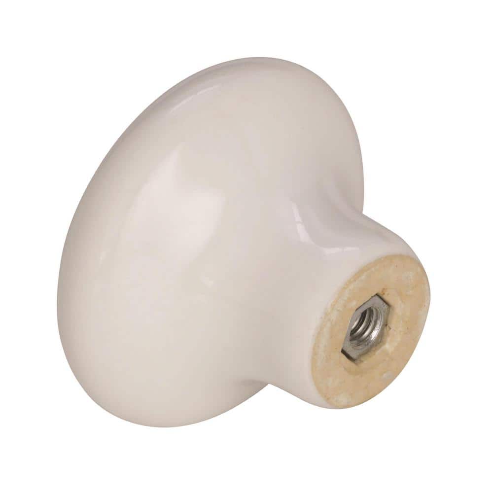 White Ceramic Round Cabinet Knob with Pink Rose Design