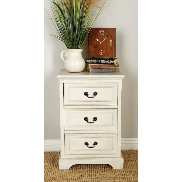 Litton Lane Cream Wood 3 Drawer Cabinet
