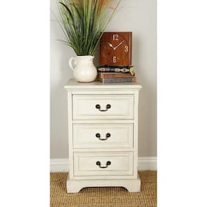 Cream Wood 3 Drawer Cabinet