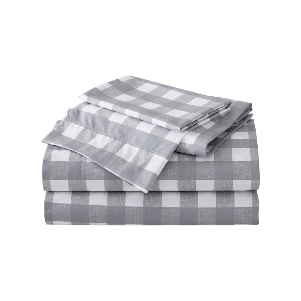 Eddie Bauer Lakehouse Plaid 3Piece Gray T300 Cotton Twin Sheet Set