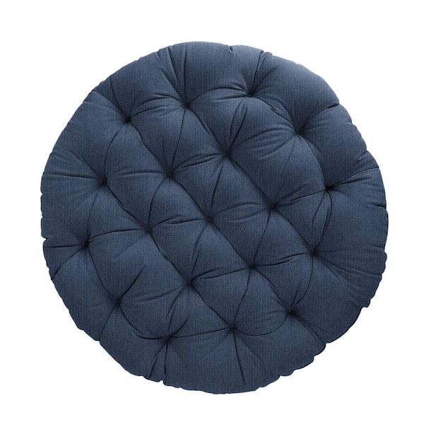SORRA HOME 44 in. x 4 in. Indoor Round Papasan Cushion in Sunbrella Spectrum Indigo