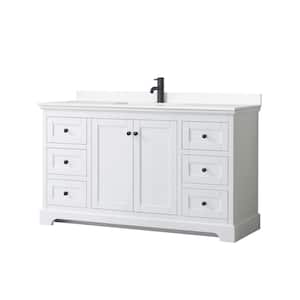 Avery 60 in. W x 22 in. D x 35 in. H Single Bath Vanity in White with White Cultured Marble Top