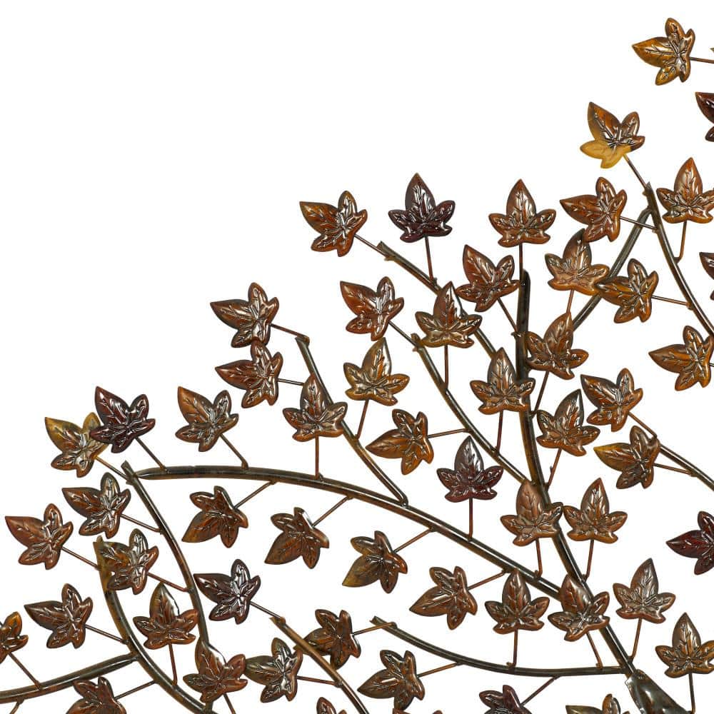 Brown Metal Tree Wall Sculpture with Leaves