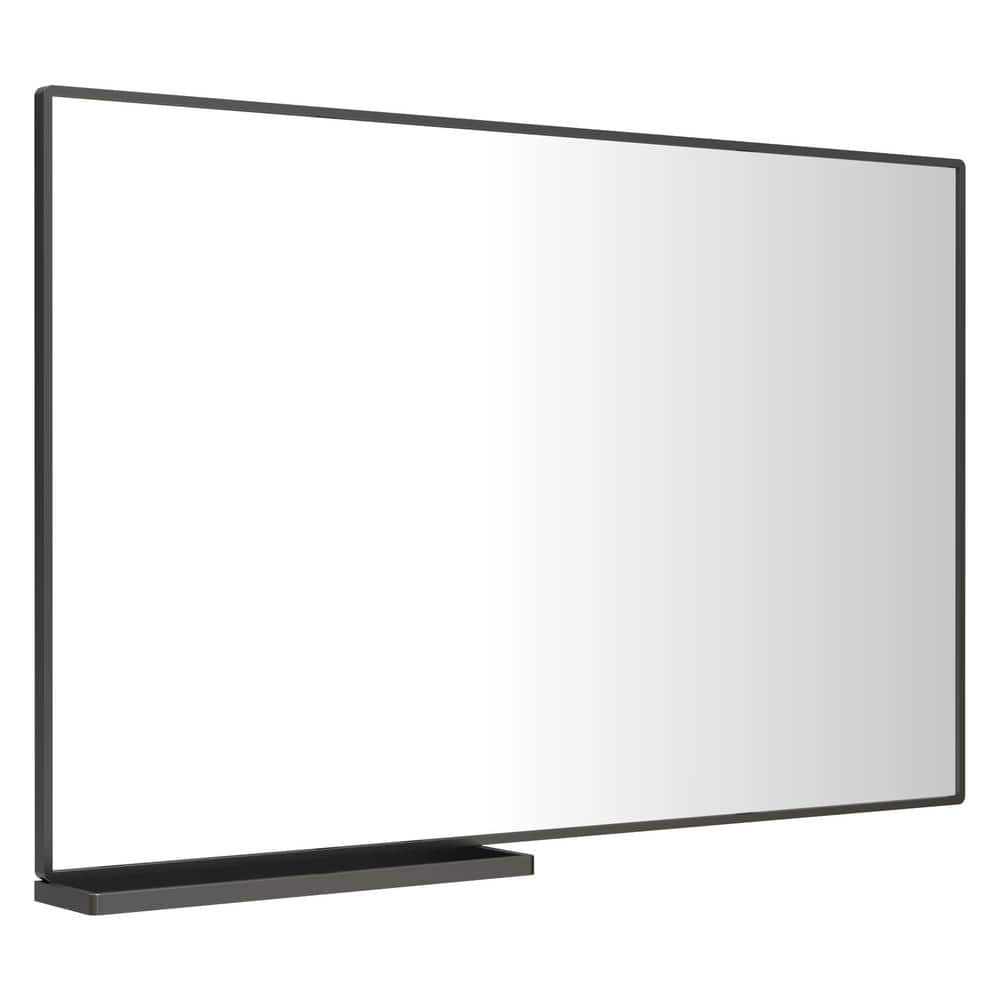 48 in. W x 30 in. H Rectangle Aluminum Framed Black Mirror with Storage She