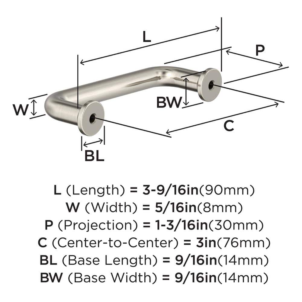 Satin Nickel 3-Inch Modern Cabinet Pull with Mounting Hardware
