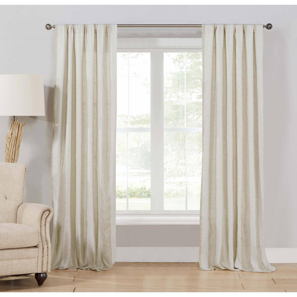 Duck River Linen Chevron Rod Pocket Room Darkening Curtain 37 In W X 84 In L Set Of 2 Newbury 13941d12 The Home Depot