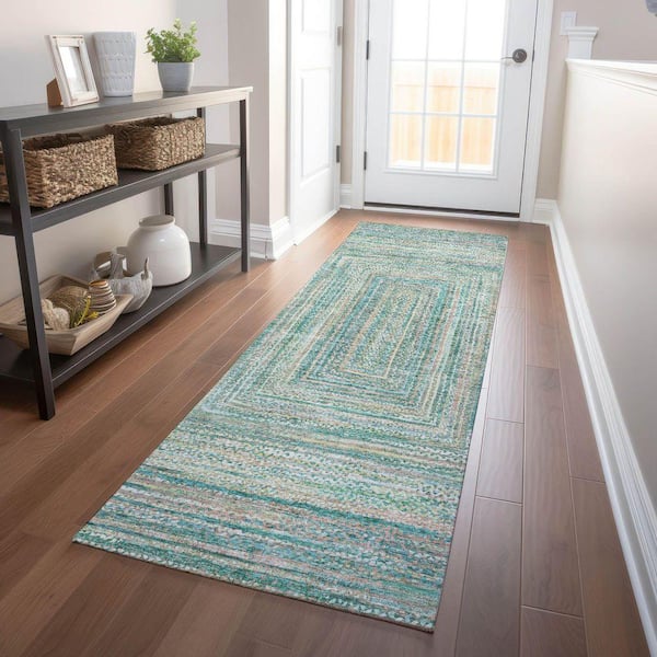 Chantille Machine Washable Indoor/Outdoor Abstract ACN1726 Teal 2 ft. 3 in. x 7 ft. 6 in. Runner Rug