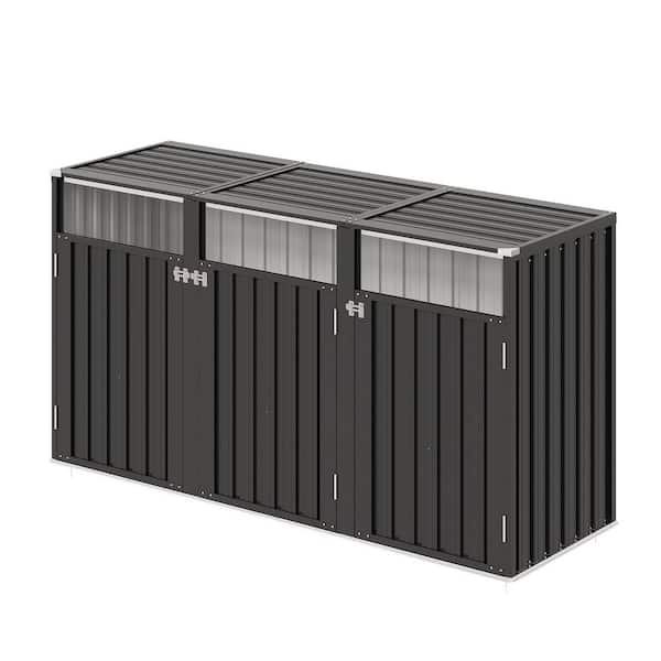 Sizzim 8 ft. W x 3 ft. D Outdoor Trash Can Metal Storage Shed For