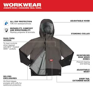 Men's 3X-Large Gray HYDROBREAK Layer Rain Shell Jacket