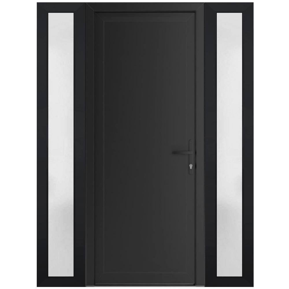 64 in. x 80 in. Left-hand/Inswing Frosted Glass Matte Black Steel Prehung Front Door with Hardware price history on PriceWatchPro