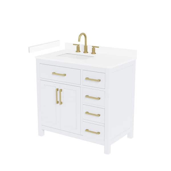 Beckett 36 in. Single Freestanding White Bath Vanity with White Cultured Marble Top