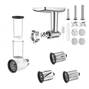 0 W Stainless Steel Silver Metal KitchenAid Stand Mixer Compatible Slicer Shredder Meat Grinder Attachment