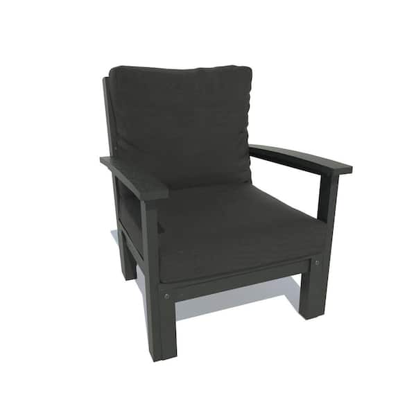 Highwood Bespoke Black Recycled Plastic Outdoor Deep Seating Lounge Chair with Jet Black Cushion
