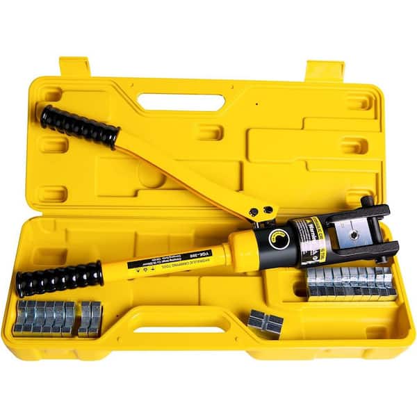 16 Tons Hydraulic Wire, Cable Lug Terminal Crimper with 13 Pairs of Dies, 9AWG to 600MCM Crimping Tool