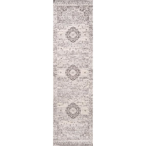 JONATHAN Y Scala Ornate Bohemian Medallion Gray/Cream 2 ft. x 8 ft. Runner Rug
