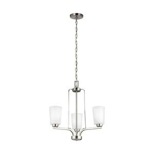 Franport 3-Light Brushed Nickel Traditional Hanging Transitional Chandelier
