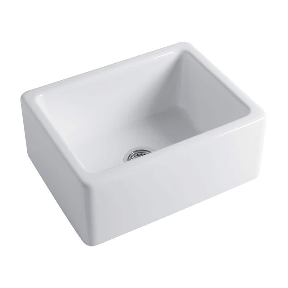 White Fireclay 24" Drop-in Farmhouse Kitchen Sink