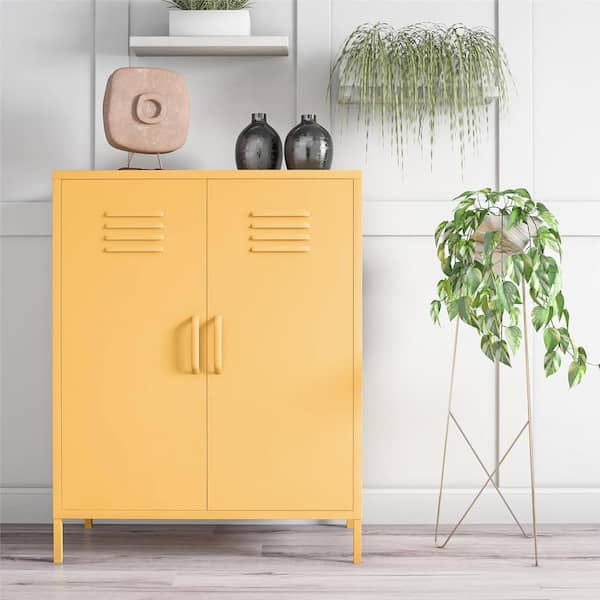 Novogratz Cache Yellow 2-Door Metal Locker Storage Cabinet