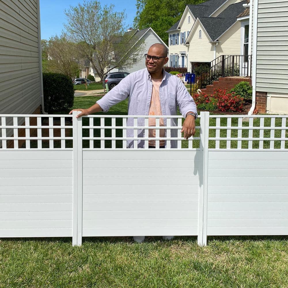 Keswick White Vinyl Lattice-Top Privacy Fence Panels, 3.5-ft