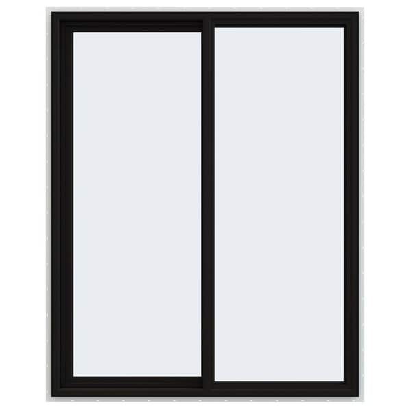 48 in. x 60 in. V-4500 Series Black Exterior/White Interior FiniShield Vinyl Left-Handed Sliding Window with Mesh Screen