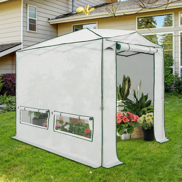 72 in. W x 96 in. D Portable Pop-Up Walk-In Greenhouse, Heavy-Duty Woven PE Canopy