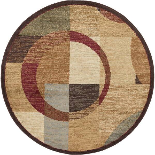 Tayse Rugs Elegance Geometric Multi-Color 8 ft. Round Indoor Area Rug