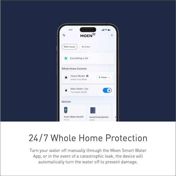 Moen Flo Smart Water Monitor 1-1/4-in to 1-1/2-in Indoor/Outdoor Smart Water  Leak Detector with Automatic Shut-off Valve in the Water Leak Detectors  department at