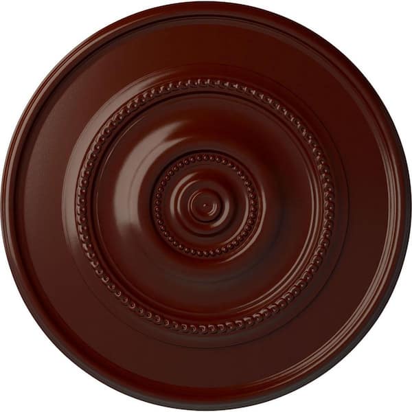 Ekena Millwork 1-1/8" x 24-3/8" x 24-3/8" Polyurethane Traditional Reece Ceiling Medallion, Brushed Mahogany