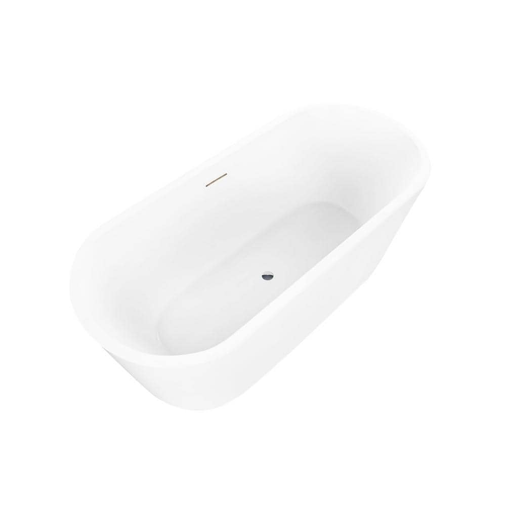 67" x 32" White Freestanding Acrylic Soaking Bathtub