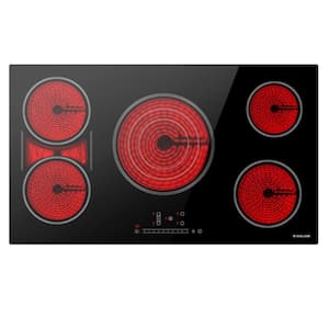 36 in. 5-Element Radiant Electric Cooktop Ceramic Glass Smooth in Black with Bridge and Tri-ring Element