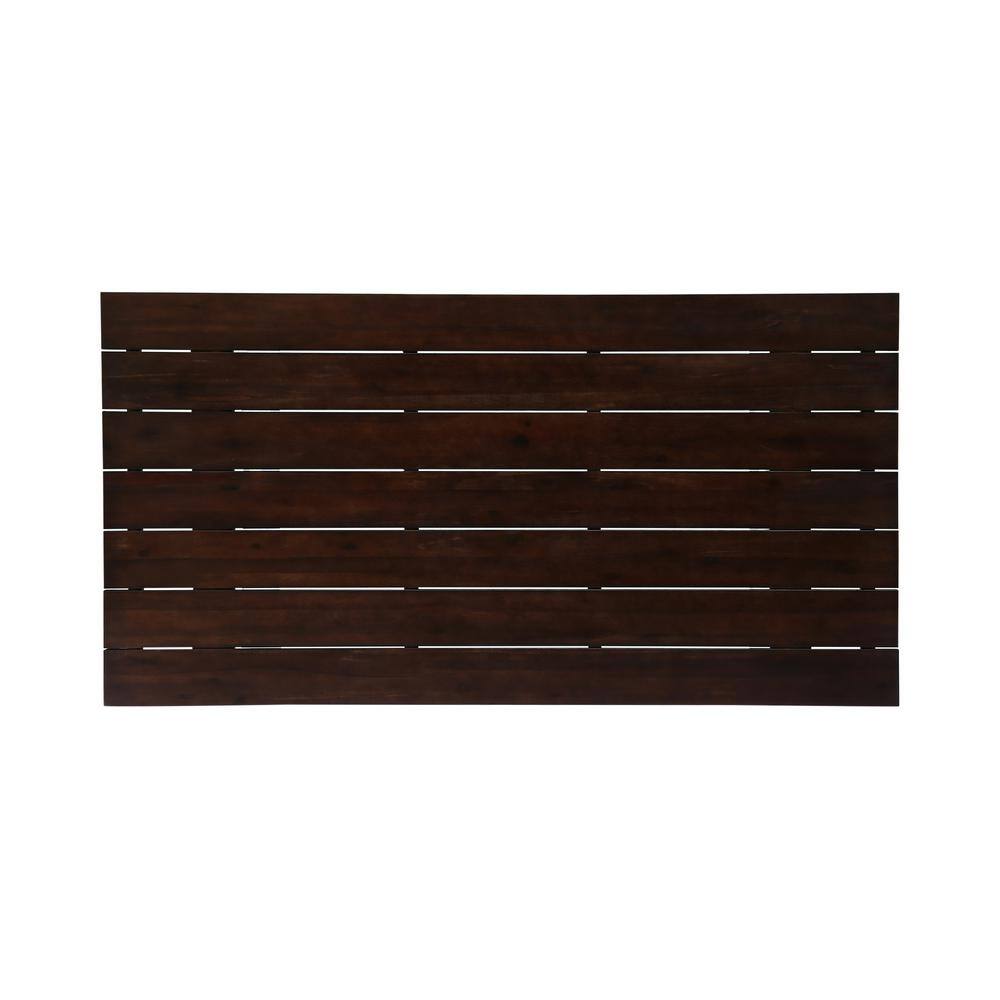 Rustic Dark Brown and White Acacia Wood Outdoor Dining Table
