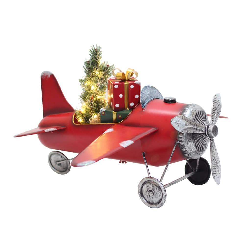 Zaer Ltd. International 29 in. Red Airplane with Lighted Christmas 