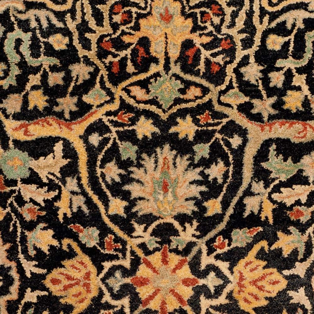 Handmade Black Floral Wool Tufted Area Rug