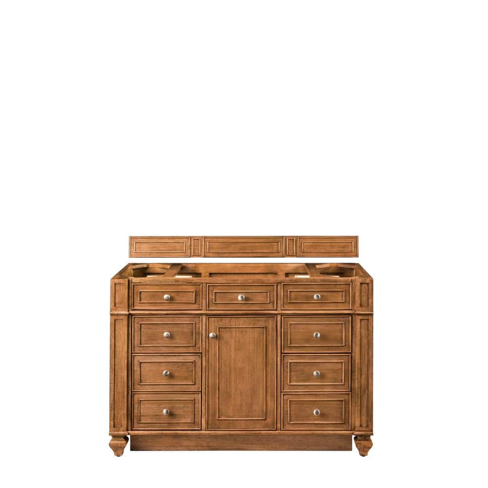 Saddle Brown 48" Single Freestanding Bathroom Vanity Base with Veneer