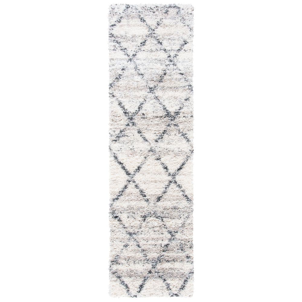 Fontana Shag 2 ft. x 16 ft. Gray/Ivory Diamond Distressed Runner Rug price history on PriceWatchPro