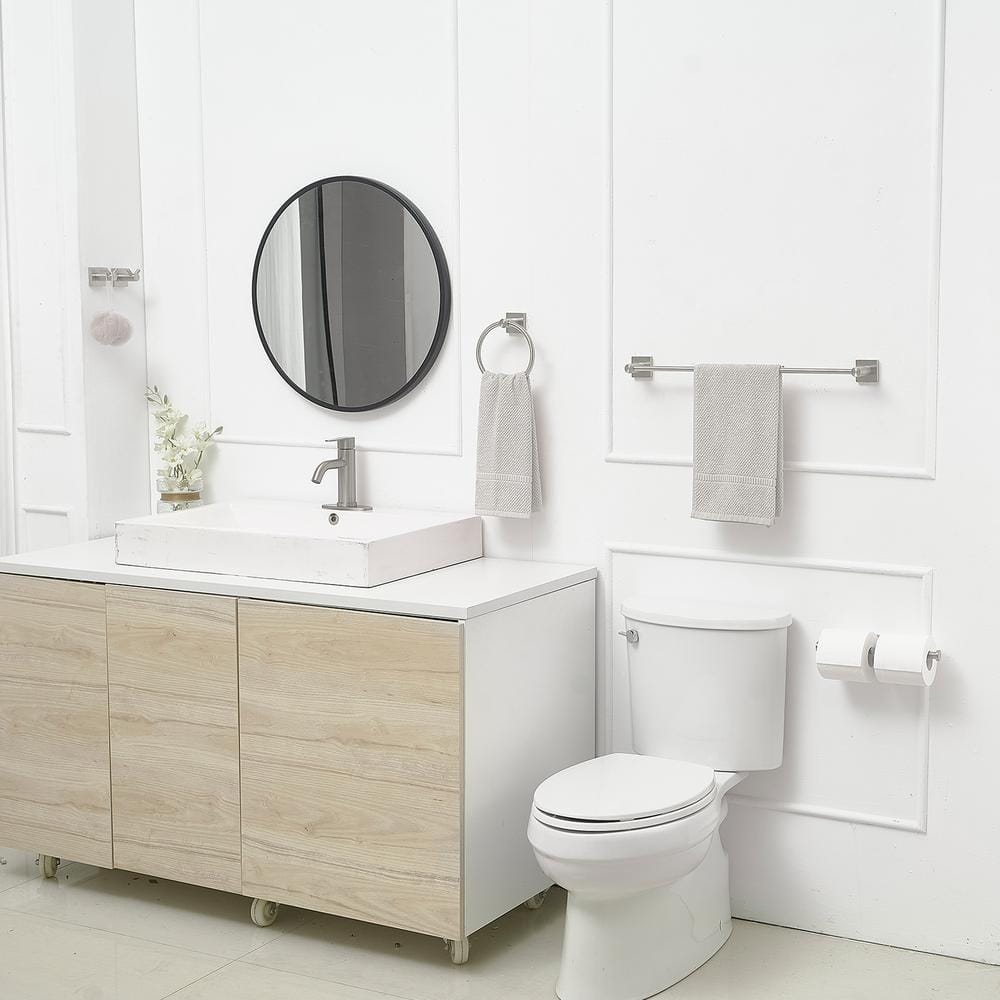 Brushed Nickel 5-Piece Bathroom Hardware Set with Double Towel Bar