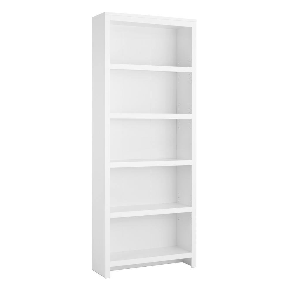 Moda 80 in. Tall White Engineered Wood 5-Shelf Accent Bookcase