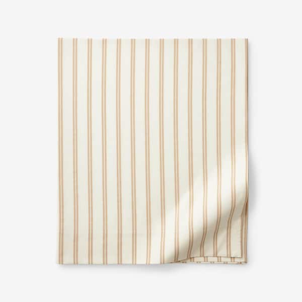 The Company Store Narrow Stripe T200 Yarn Dyed Gold Cotton Percale Twin Flat Sheet