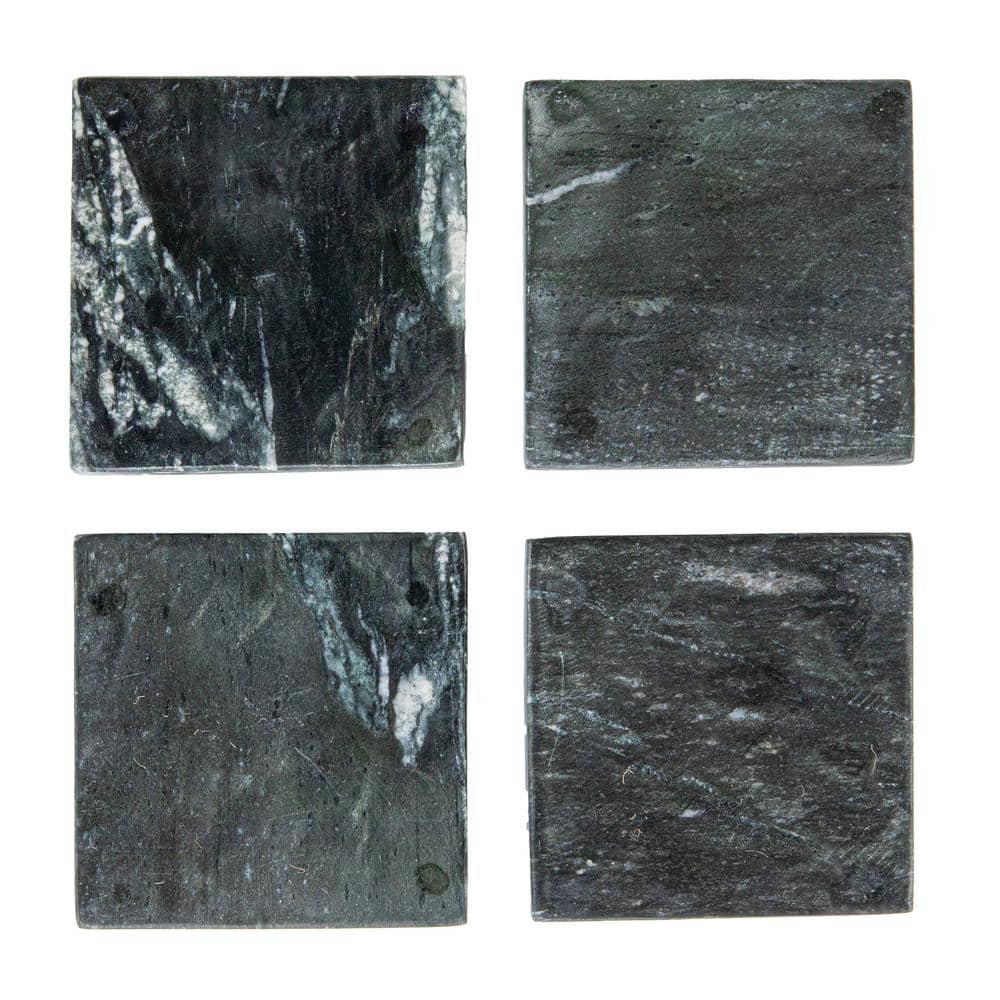 Monochrome Mélange Black and Grey Marble Coaster Set